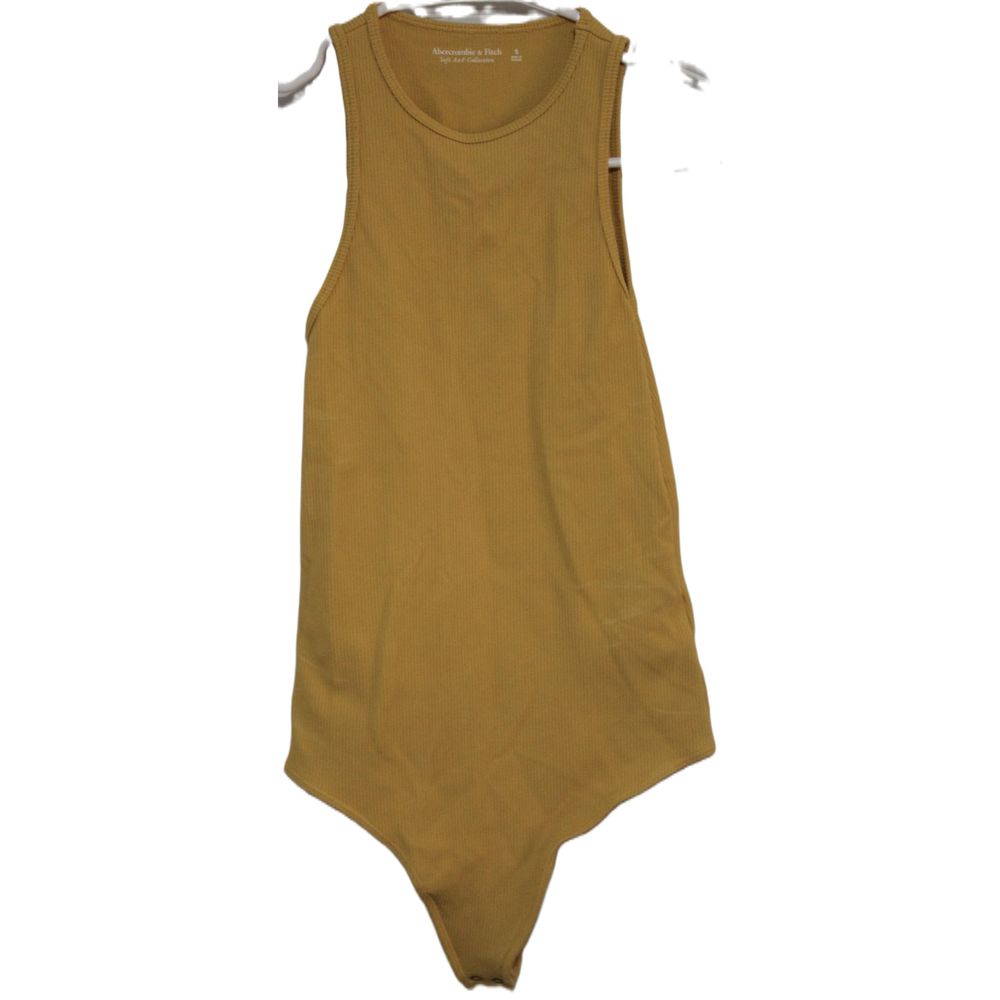 Abercrombie & Fitch Soft A&F Yellow Ribbed Knit Sleeveless Tank Bodysuit Size S
